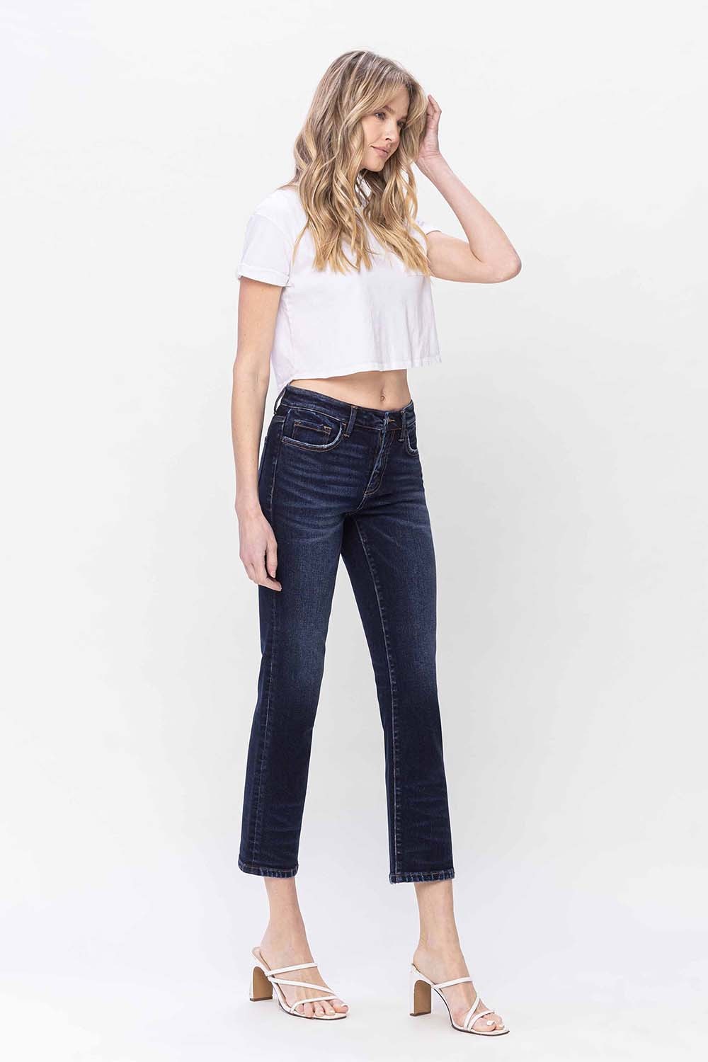Hailey Mid Rise Slim Straight Jean