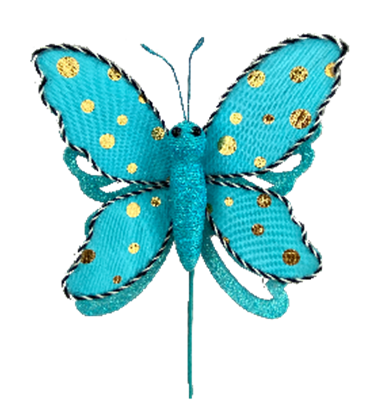Polkadot Butterfly Pick wall decor featuring a black butterfly silhouette with white polka dots on a light background.
