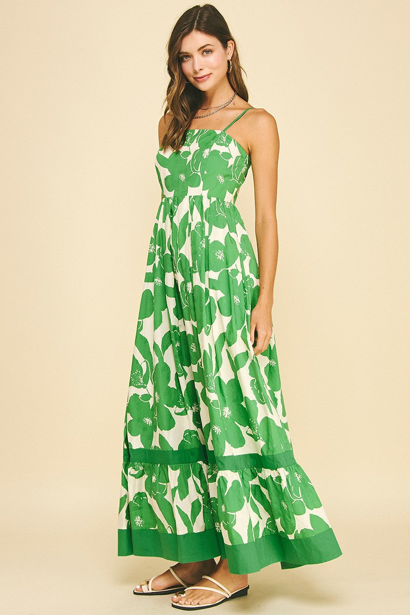 Maxine floral tiered maxi dress in cotton with a flowing A-line silhouette.