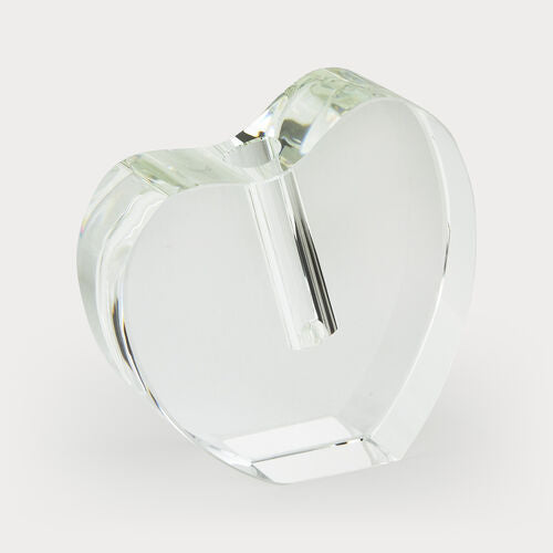 Large crystal glass heart-shaped vase with clear finish