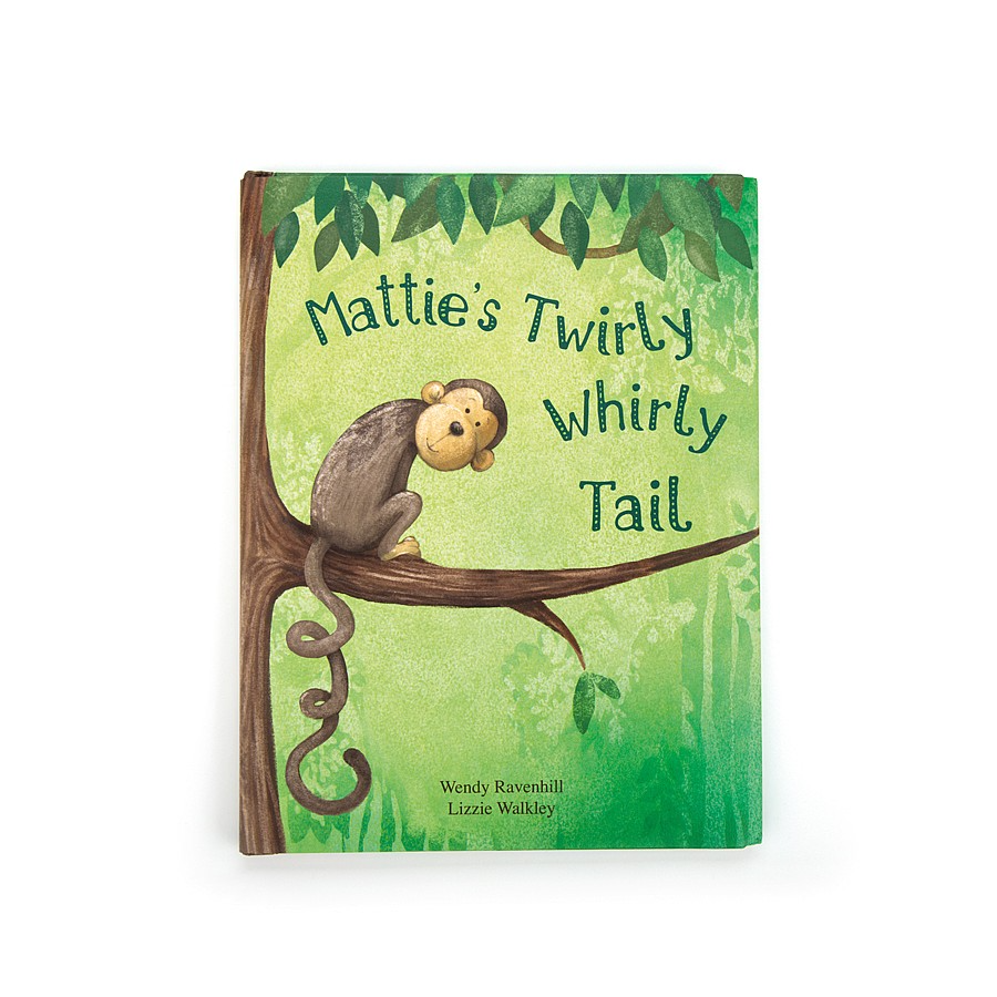 Mattie's Twirly Whirly Tail Book made from white paper board with a colorful tail design.