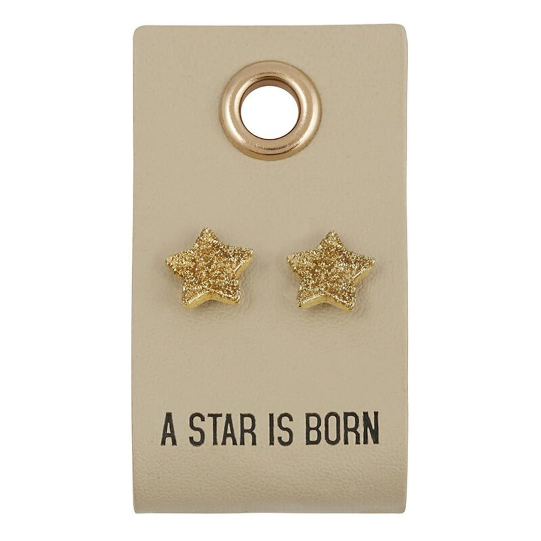 Leather Stud Tag Earrings