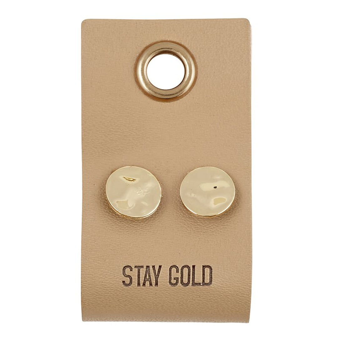 Leather Stud Tag Earrings