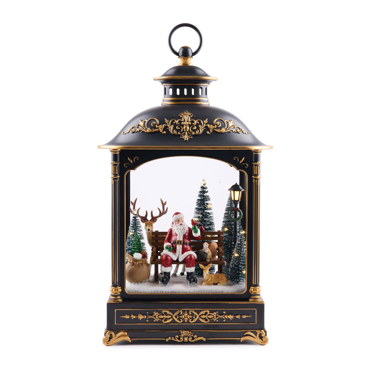LED Lantern with Santa and Animals