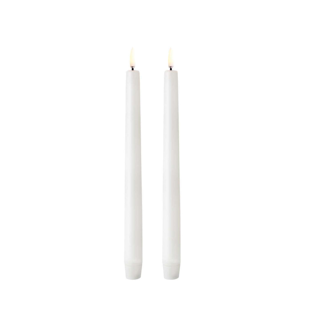LED Taper Candle, Nordic White, Smooth - Sold as Set 9.8"