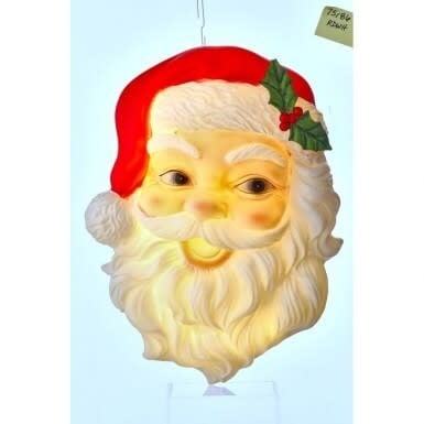 Resin wall plaque featuring a winking Santa face with built-in LED lights.
