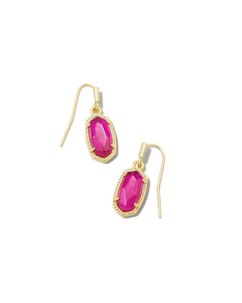 Gold Lee Drop earring with oval mother-of-pearl stone on earwire