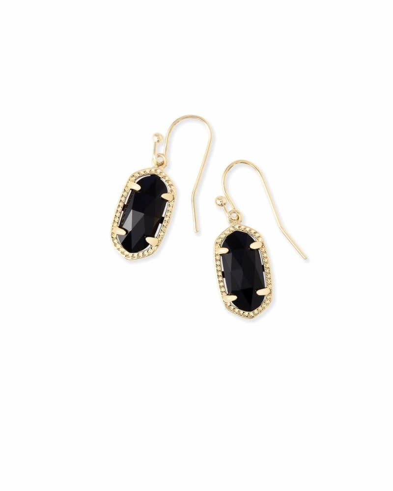 Gold Lee Drop earring with black mother-of-pearl oval on earwire