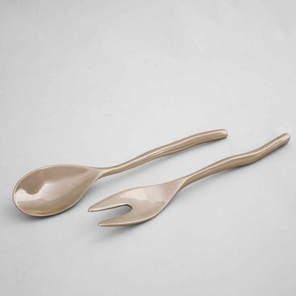 Sierra Modern Maia small salad servers in a metallic champagne gold finish.