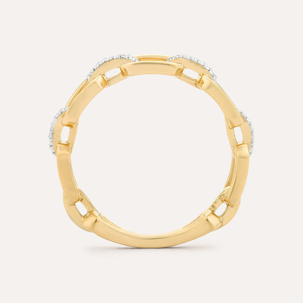 Back view of a stackable ring with diamond links in gold-plated sterling silver.