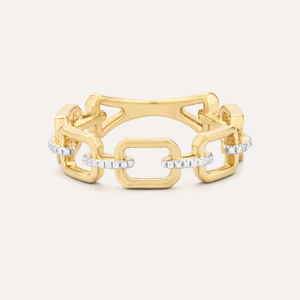 Stackable ring with diamond link detail in gold-plated sterling silver