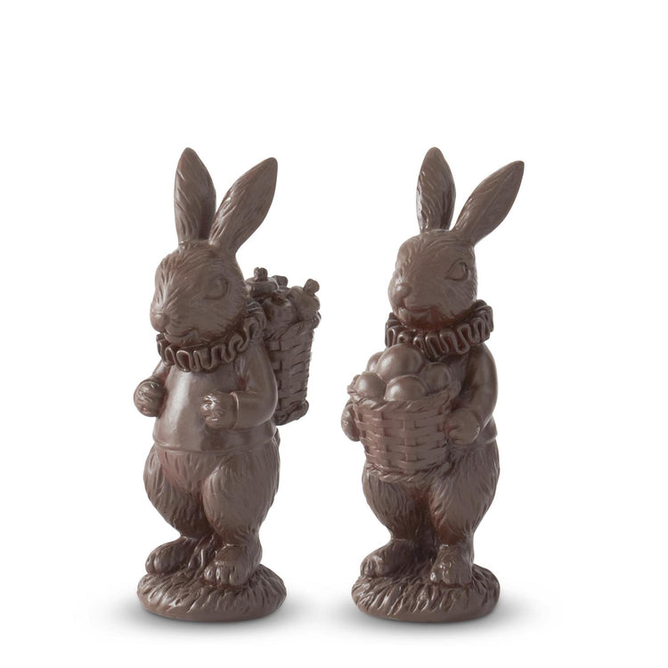 Polyresin chocolate-colored Easter bunny figurine measuring 6.25 inches tall with a smooth silhouette.