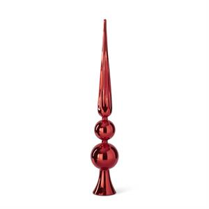 Red glass tree topper with a finial shape