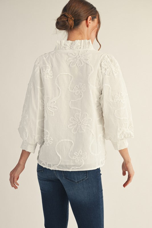 Madeline Button Down 3d Floral Top