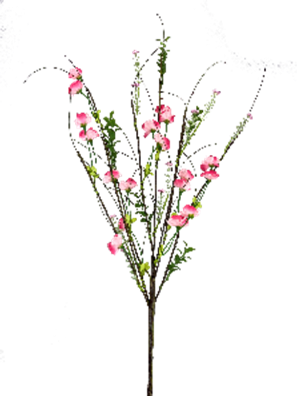 Cherry Blossom twig spray with pink floral accents on a natural branch silhouette.