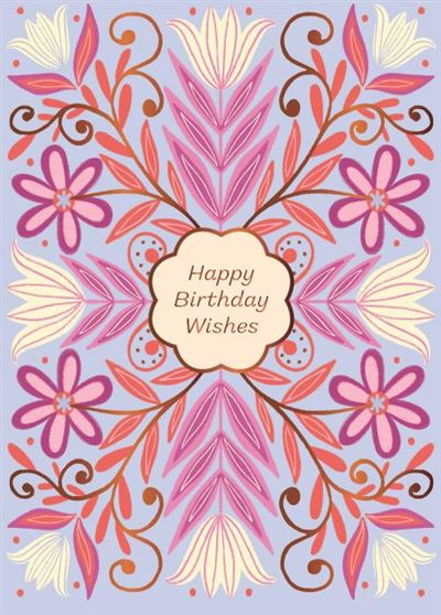Kaleidoscope Wishes birthday card with colorful geometric patterns on the front.