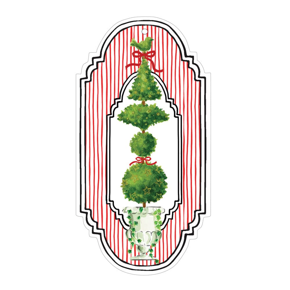 Die-cut hanging gift tag ornament on high-quality cardstock with printed Swiss partner branding.