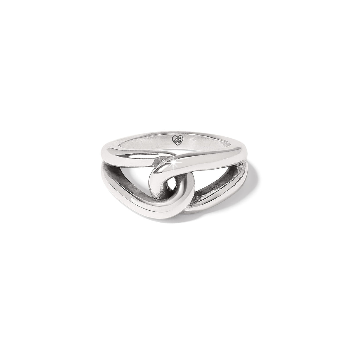 Silver plated Interlok Bold ring with a wide three-eighth-inch band.