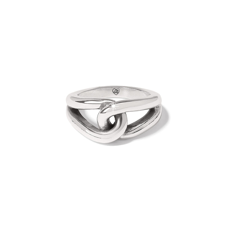 Silver plated Interlok Bold ring with a wide three-eighth-inch band.