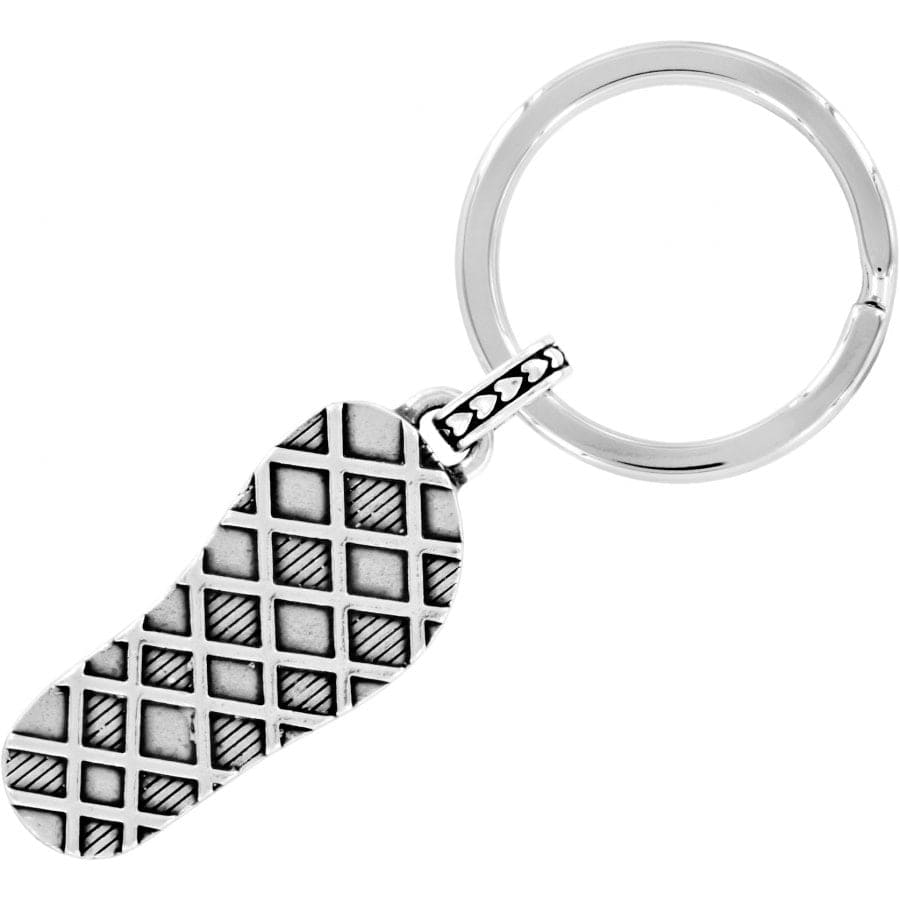 Silver-plated Dixie Key Fob with a textured geometric diamond pattern and a large split ring.