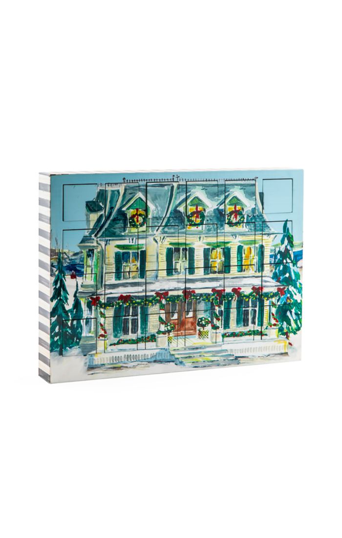 Holiday Farmhouse Advent Calendar made from MDF wood with a rustic farmhouse style.