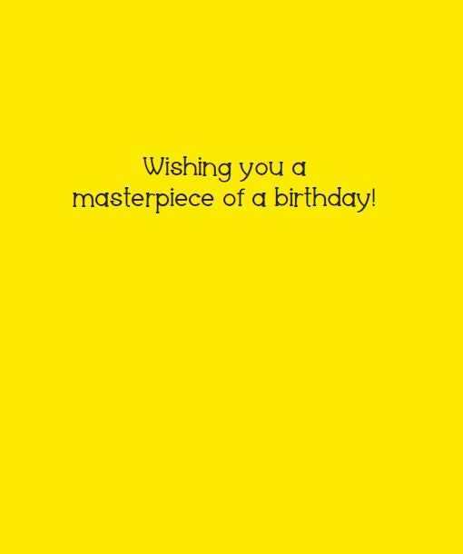 Eric BD Wooo Mona embossed greeting card with closed-mouth smile illustration.
