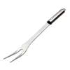 Stainless steel barbeque grilling fork with a long handle and two sharp tines.