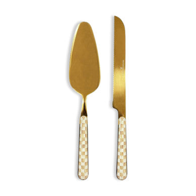 Stainless steel bistro cake server with a long handle.