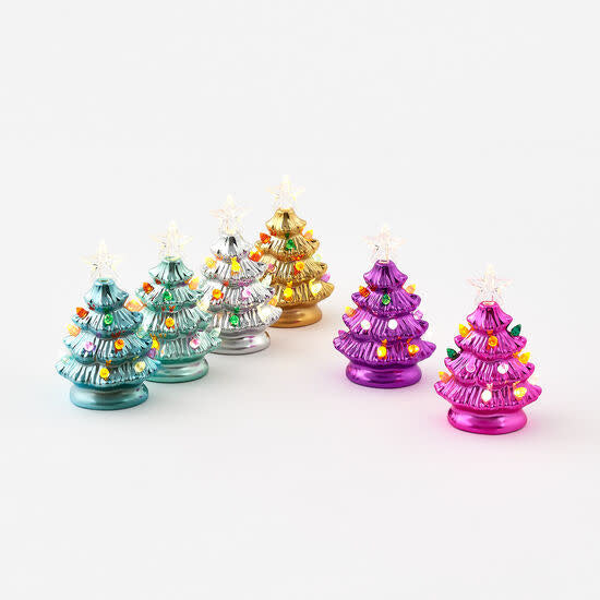 Ceramic lighted Christmas tree with warm glow