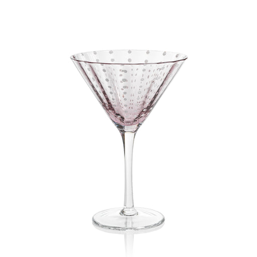 Portofino White Dot Martini glass in purple with white dot pattern
