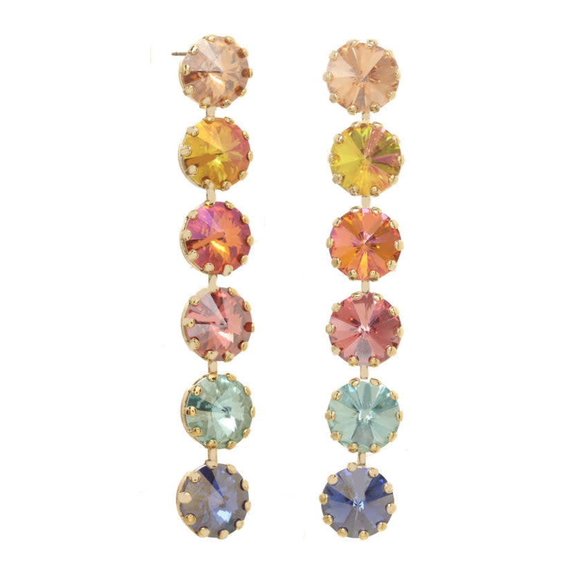 Single Lilibet earring with watermelon mix beads on antique gold plated surgical steel post