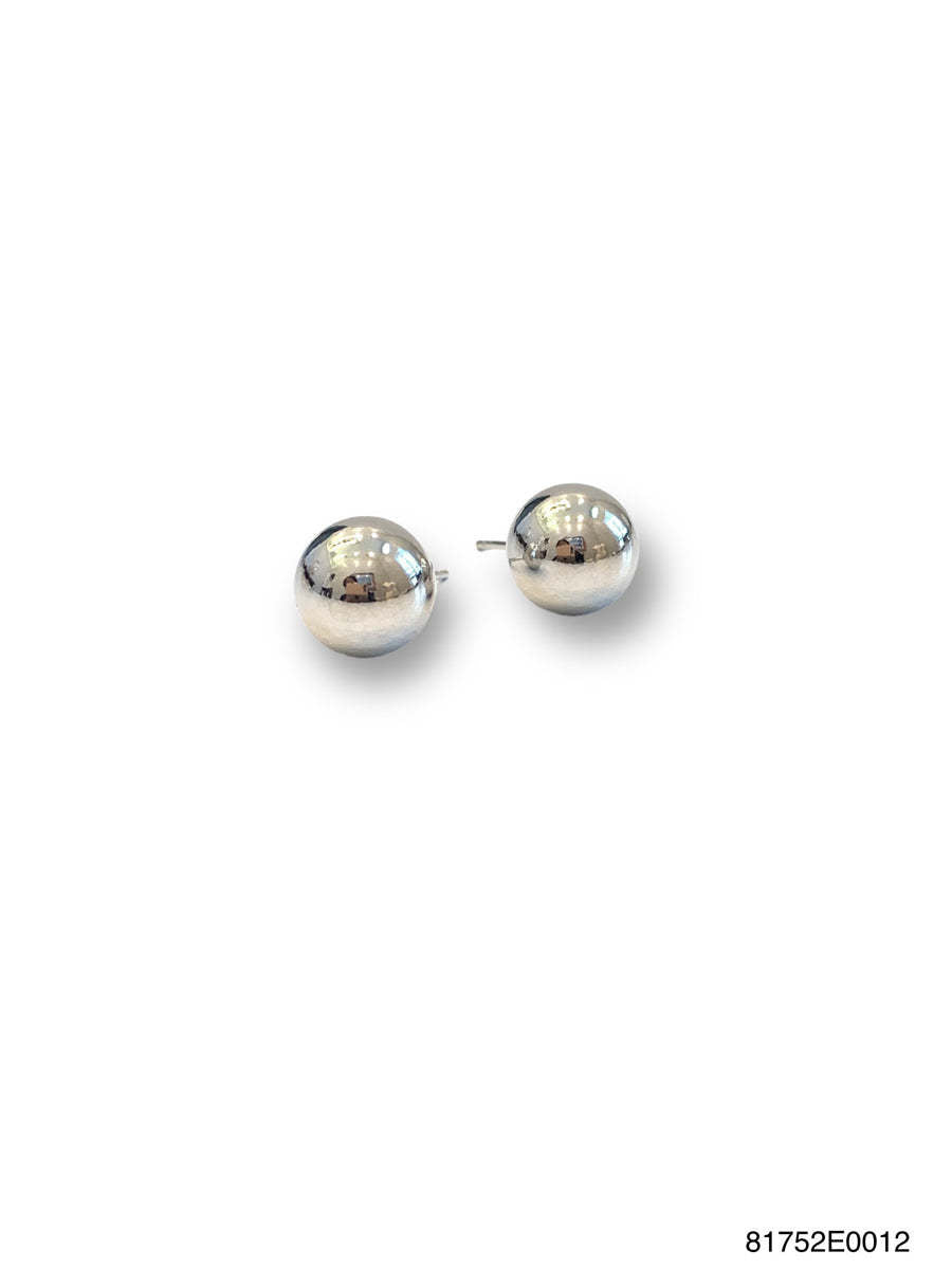 Silver-tone Lily Ball stud earrings with a smooth spherical shape on pierced posts.