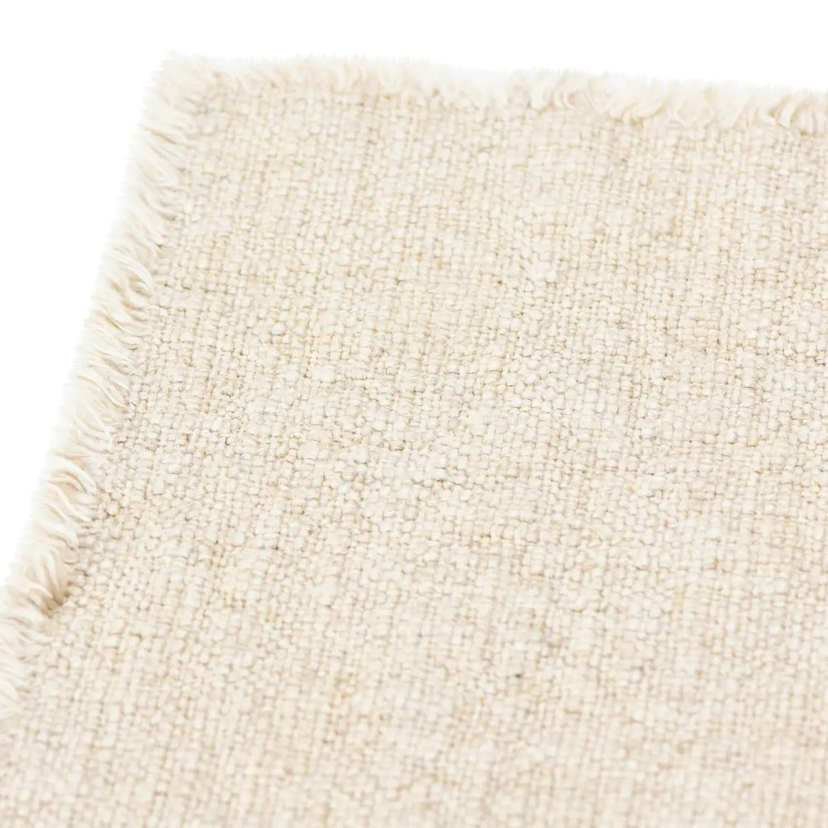 Natural linen blend table runner with frayed edges