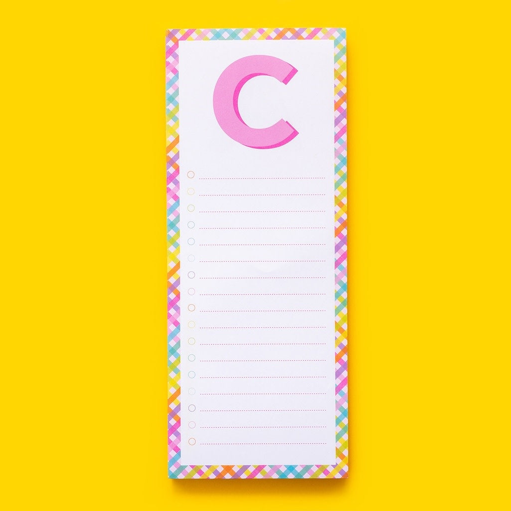 4-inch by 10-inch lined list pad with magnet on back