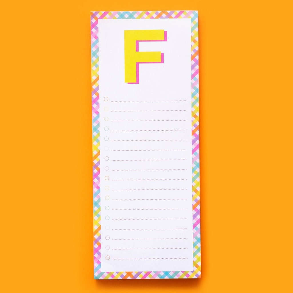 4-inch by 10-inch lined letter pad with magnet on back