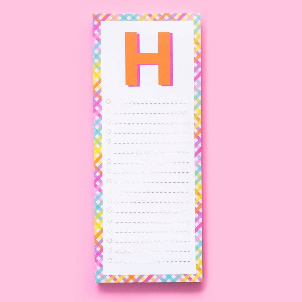 4-inch by 10-inch lined letter pad with magnet on back