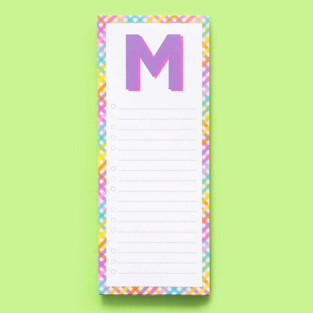 List pad letters with lined sheets and a magnet on the back.