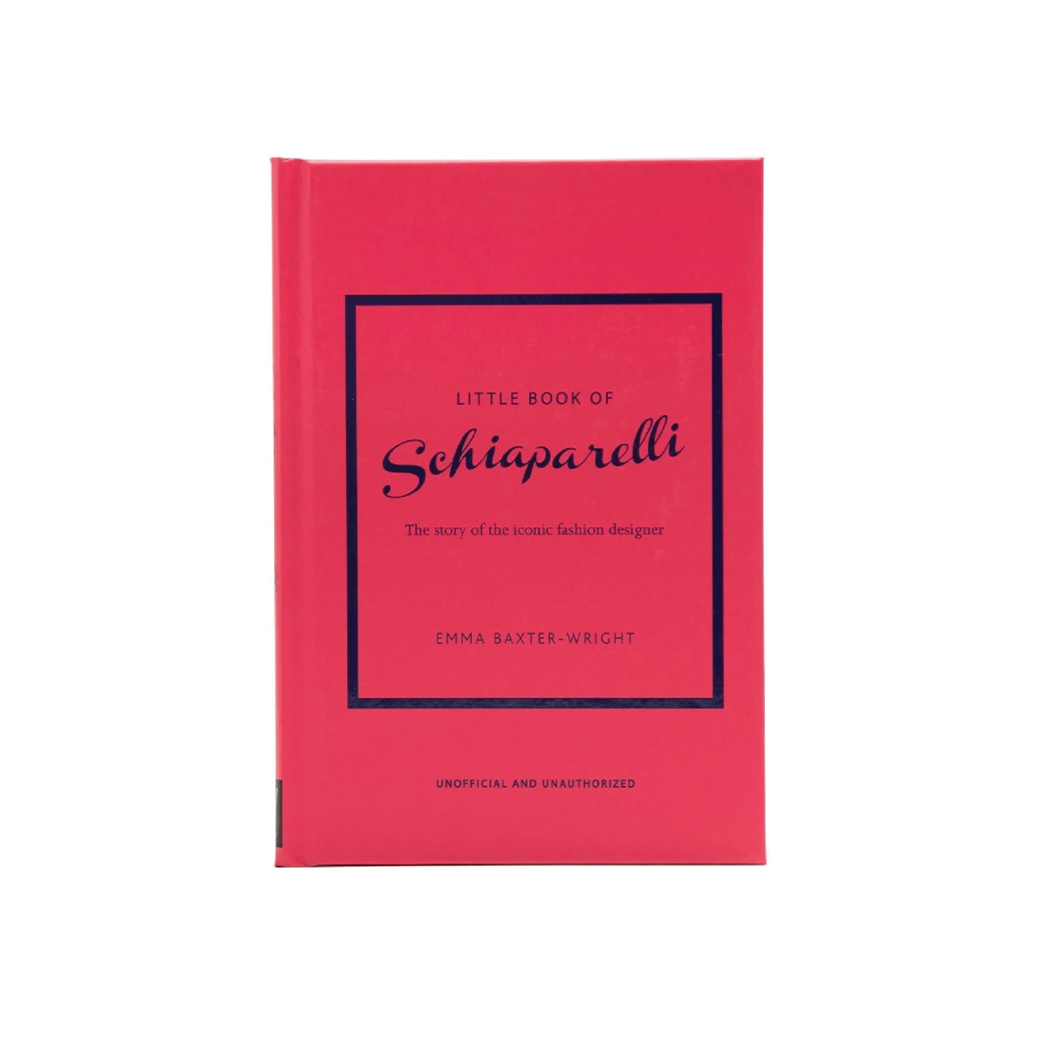 Hardcover book titled Little Book of Schiaparelli featuring fashion illustrations on the cover.