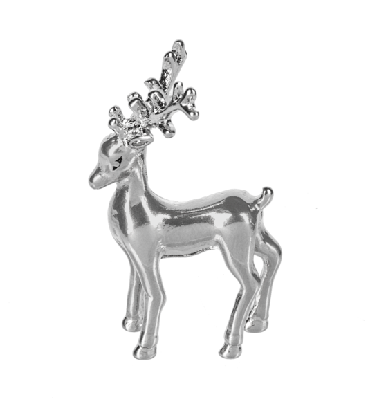 Small red reindeer charm with antlers and a green scarf on silver chain