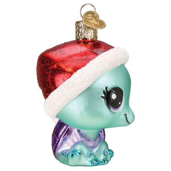 Littlest Pet Shop Bev ornament: a cheerful box turtle figurine with green shell and brown body.