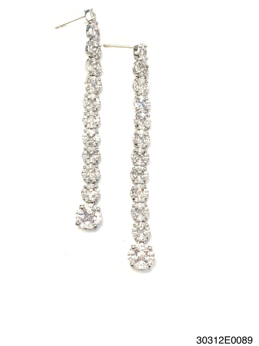 Liv linear drop earrings featuring princess-cut centers with marquise-cut cubic zirconia accents on a pierced post.
