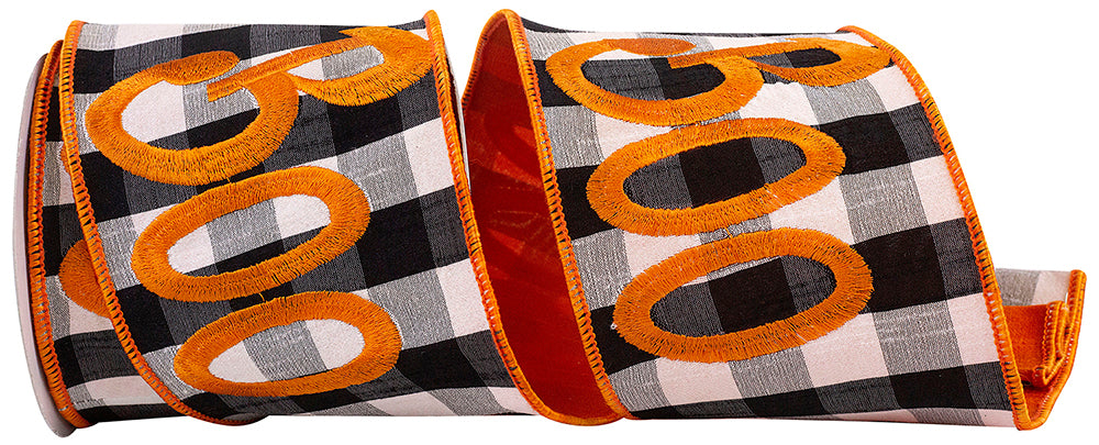Buffalo check ribbon with wired edge in blue and white dupioni fabric