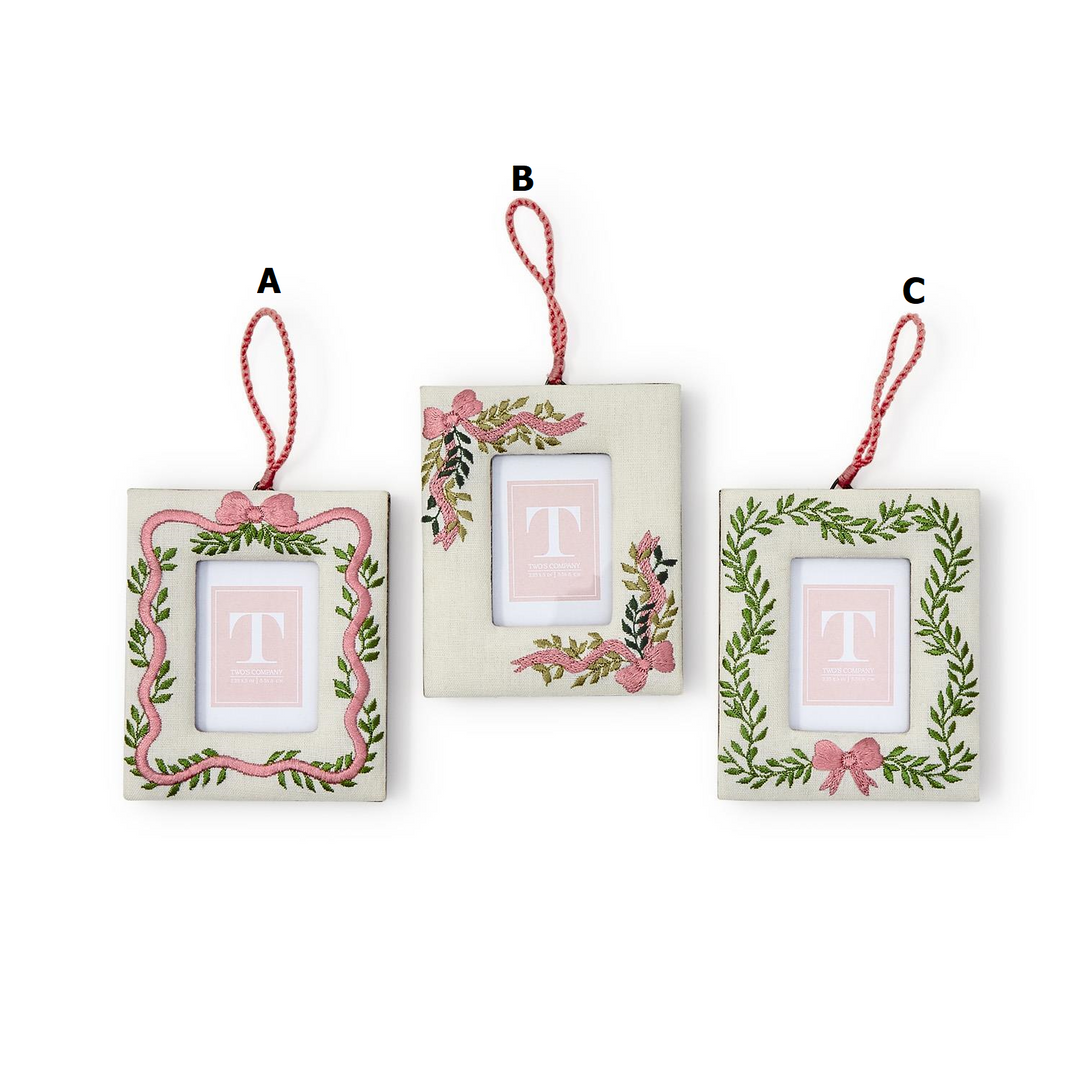 Holiday Memories Embroidered Photo Frame Ornament