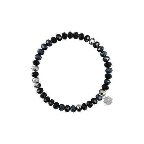 Stretchy bracelet with faceted glass beads in mixed colors