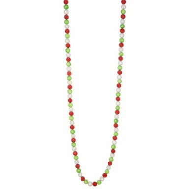 72-inch sugared candy ball garland with alternating red, lime green, and white frosted beads.