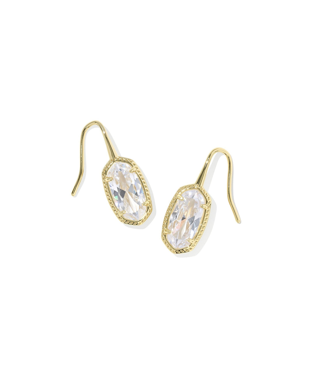 Lee Luxe Drop Earrings featuring oval cubic zirconia stones in a gold-tone setting with earwires.