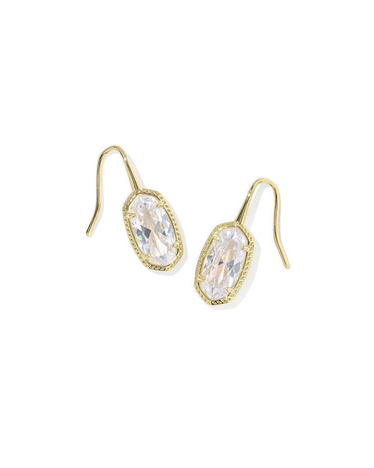 Lee Luxe Drop Earrings featuring oval cubic zirconia stones in a gold-tone setting with earwires.