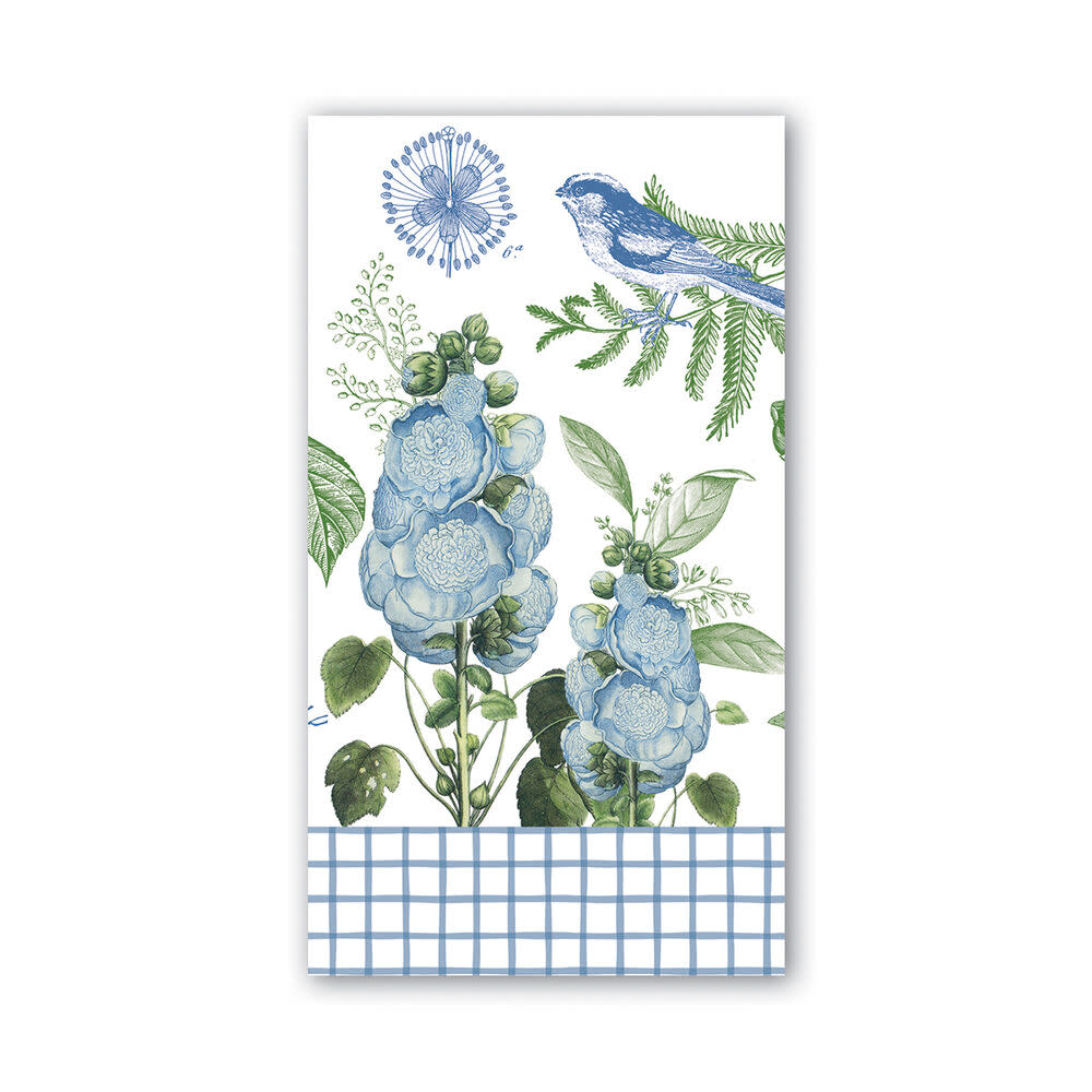 Pack of Hostess napkins in white with a subtle floral pattern.