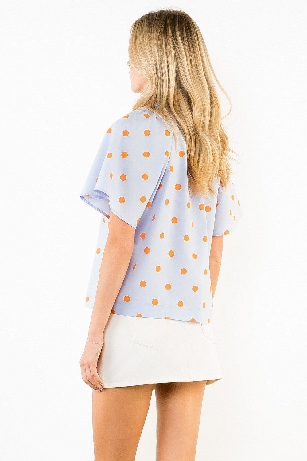 Blake Short Sleeve Polka Dot And Stripe Top