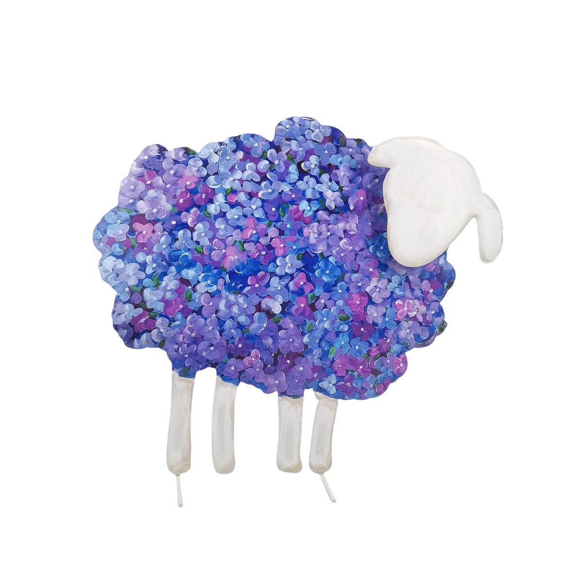 Purple Hydrangea Lamb Yard stand-alone planter with a 26-inch wide silhouette and hydrangea floral pattern.